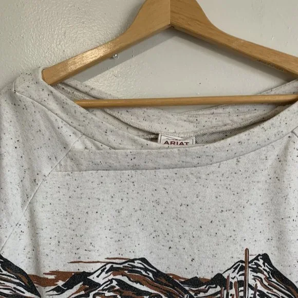 Ariat Old West Sweatshirt Egret Crossover Neck Long Sleeve Sz XL Southwestern - Picture 4 of 13